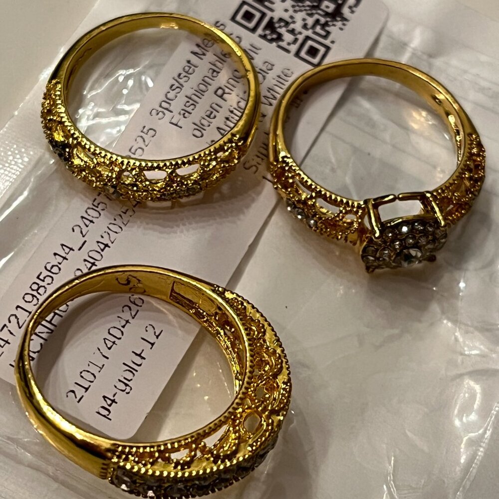 Men’s Rings (Set of 3) | Size 12 Fashion Jewelry‎ Band (NEW) (wa/x)
